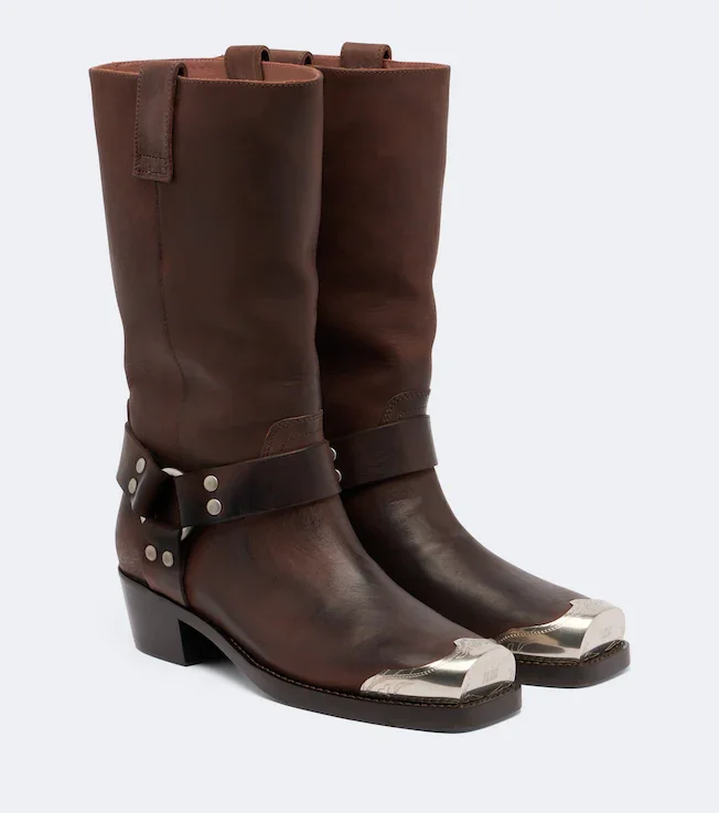 Roxy embellished leather biker boots