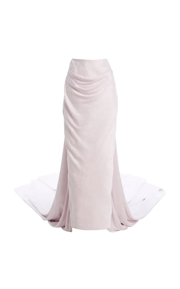 Ophelia Draped Silk-Jacquard Maxi Skirt