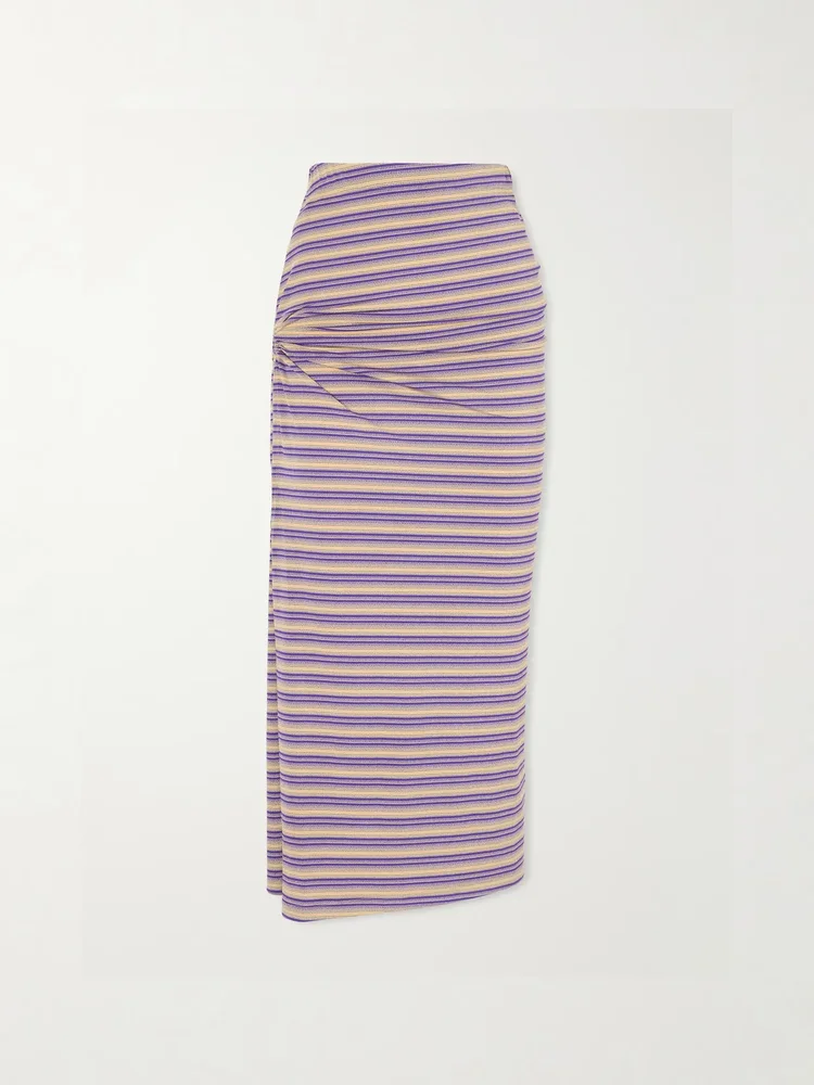 gathered striped jersey maxi skirt