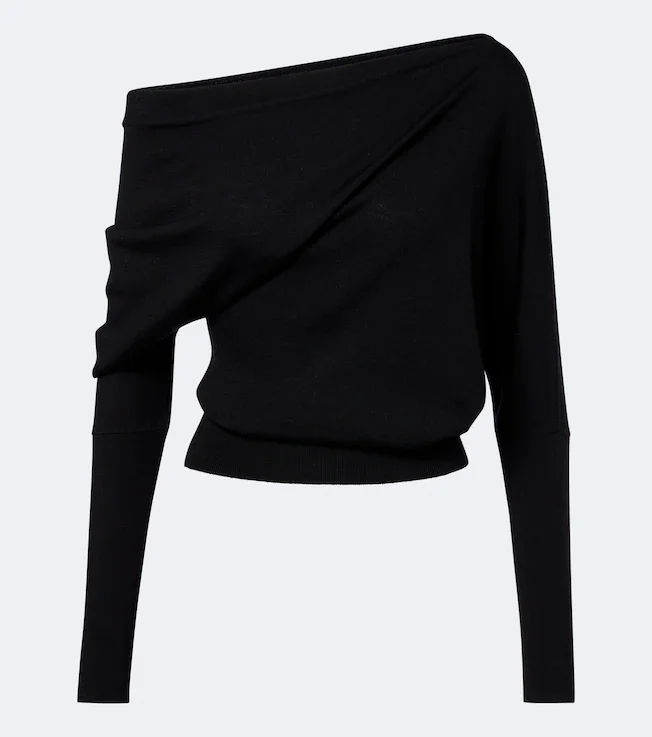 Off-shoulder wool and silk sweater