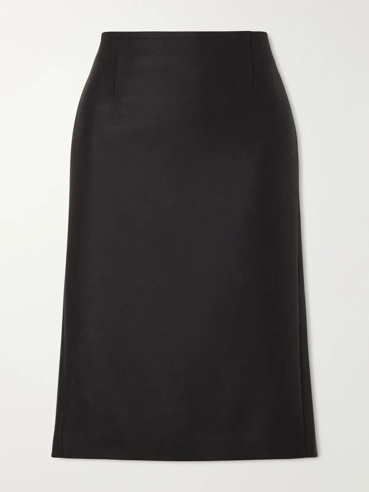 Wool-blend felt midi skirt