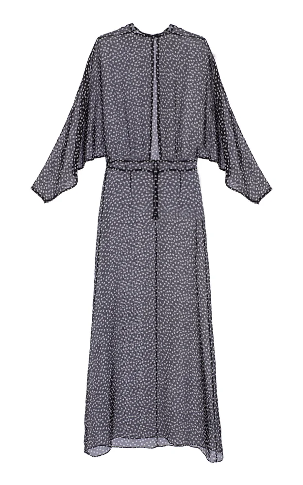 Polka-Dot Sheer Silk Maxi Dress