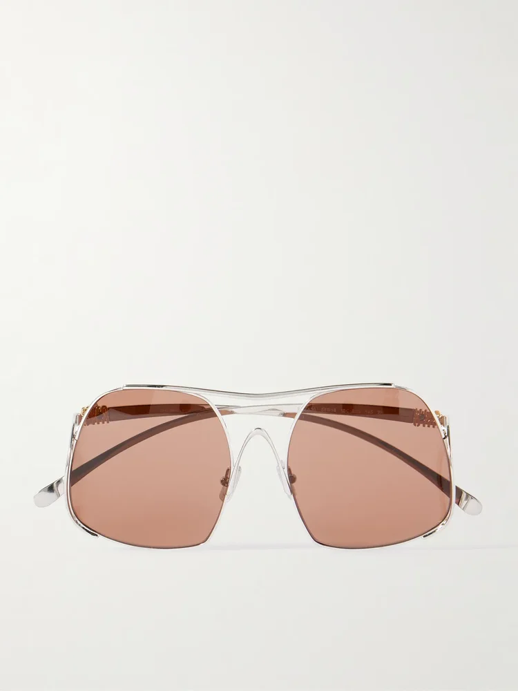 Miu Miu Square-Frame Silver-Tone Sunglasses