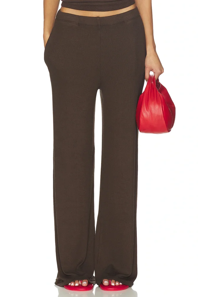 Rib Wide Leg Pants