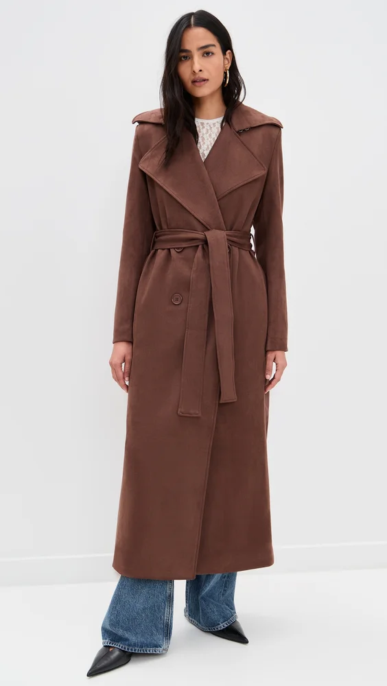 Kira Faux Suede Trench Coat