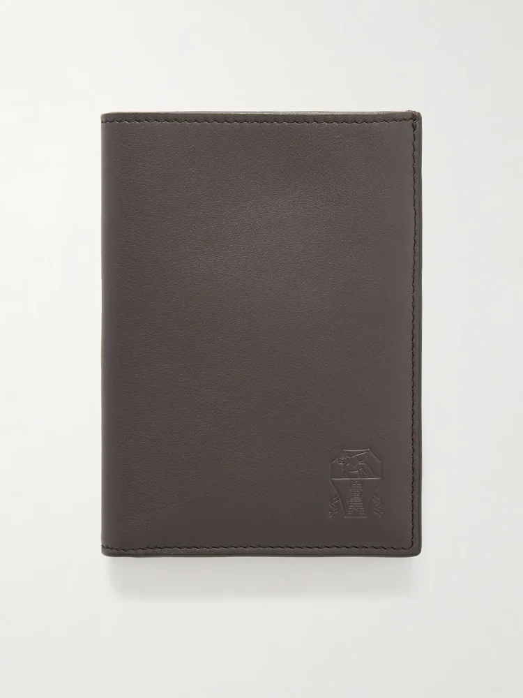Logo-Debossed Leather Passport Holder