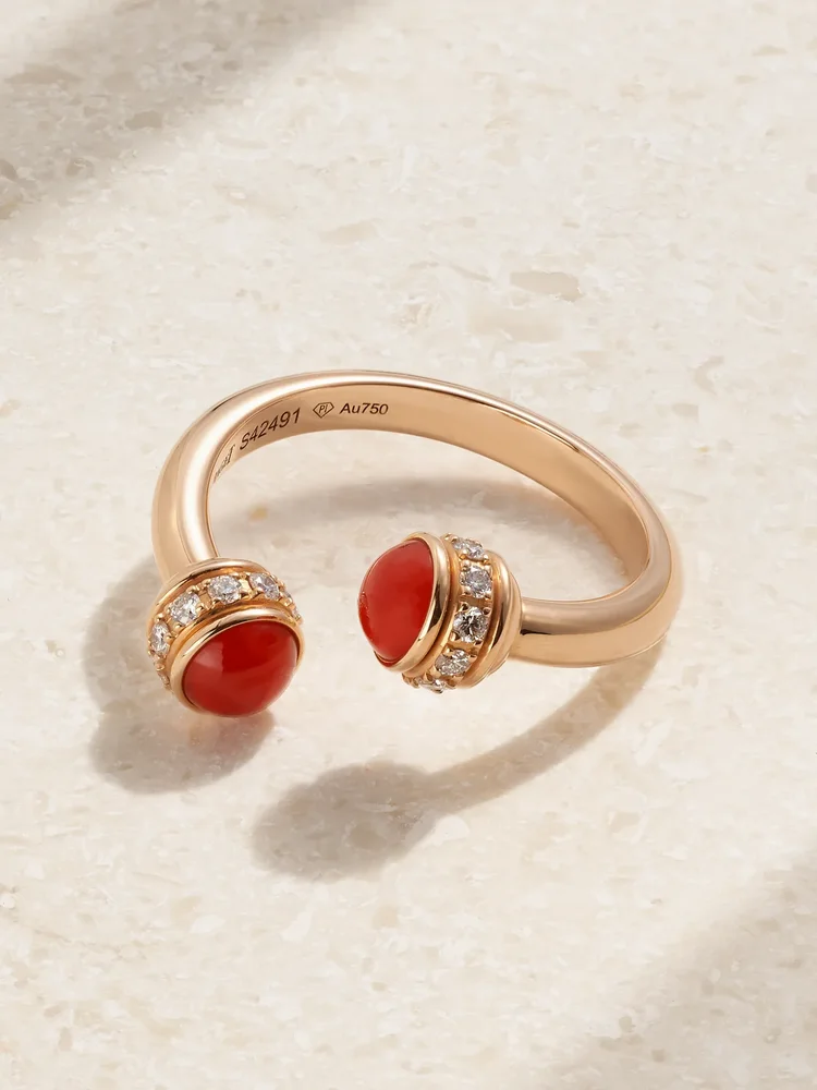 Possession 18-karat rose gold, carnelian and diamond ring
