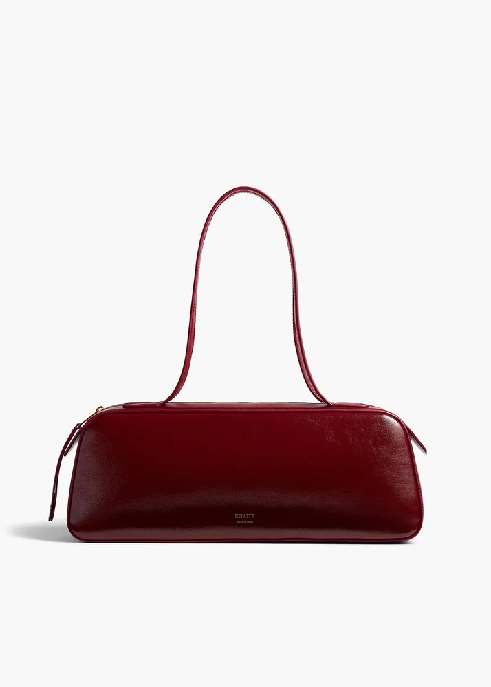 Simona Shoulder Bag in Oxblood Crackle Patent Leather