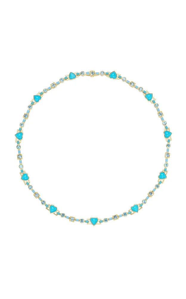 Blue Heart 18K Yellow Gold Multi-Stone Necklace