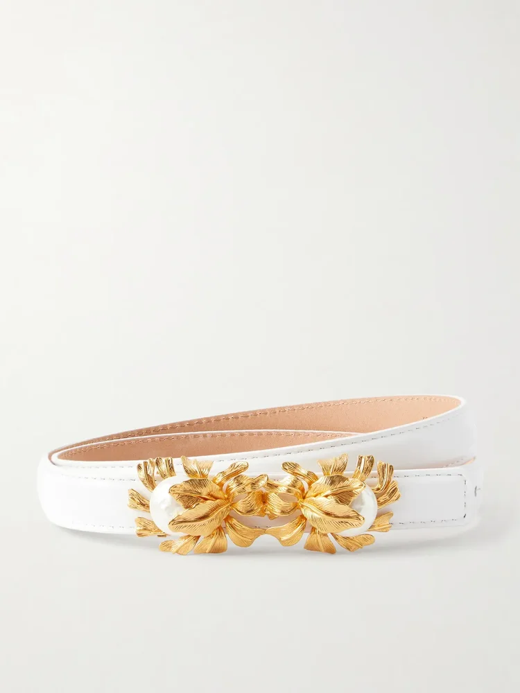 moonflower embellished leather belt