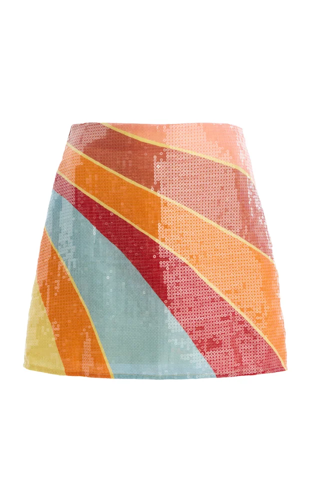 Exclusive La Isla Eve Sequined Linen Mini Skirt