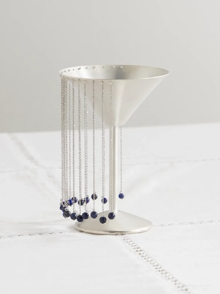 + Taller Marmo Celebration fringed silver-plated and lapis lazuli margarita glass