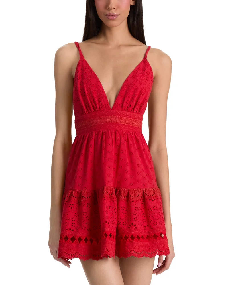 Lorene Embroidered Eyelet Mini Dress