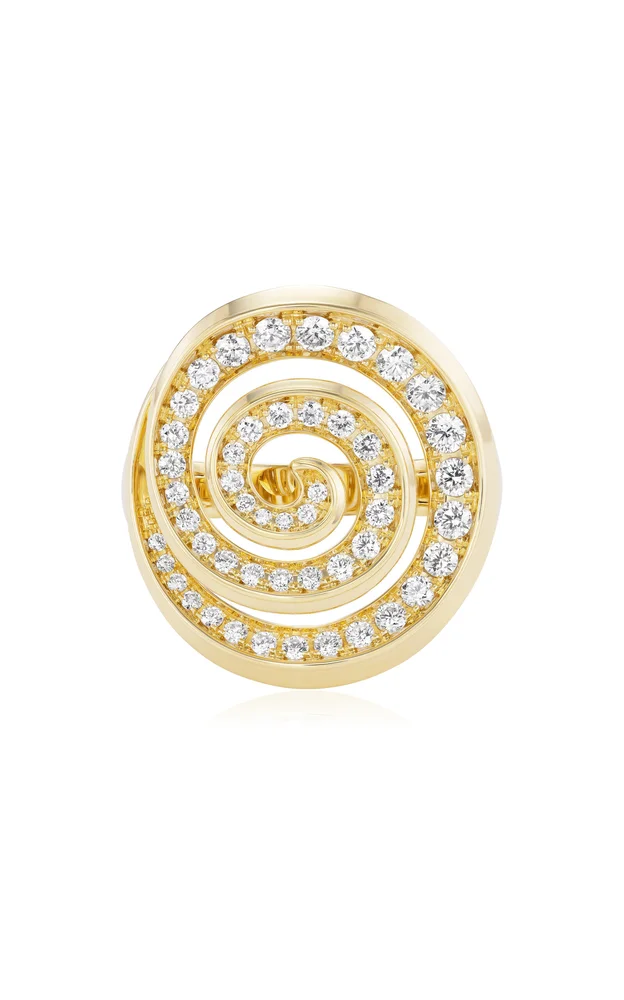 Spiral 18K Yellow Gold Diamond Ring