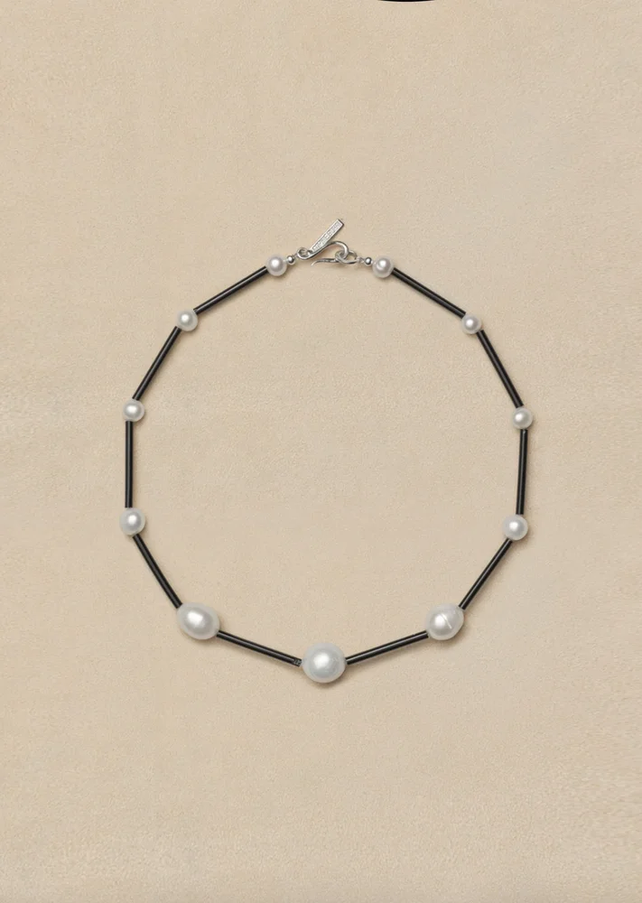 Osiris Pearl Silk Necklace, 14