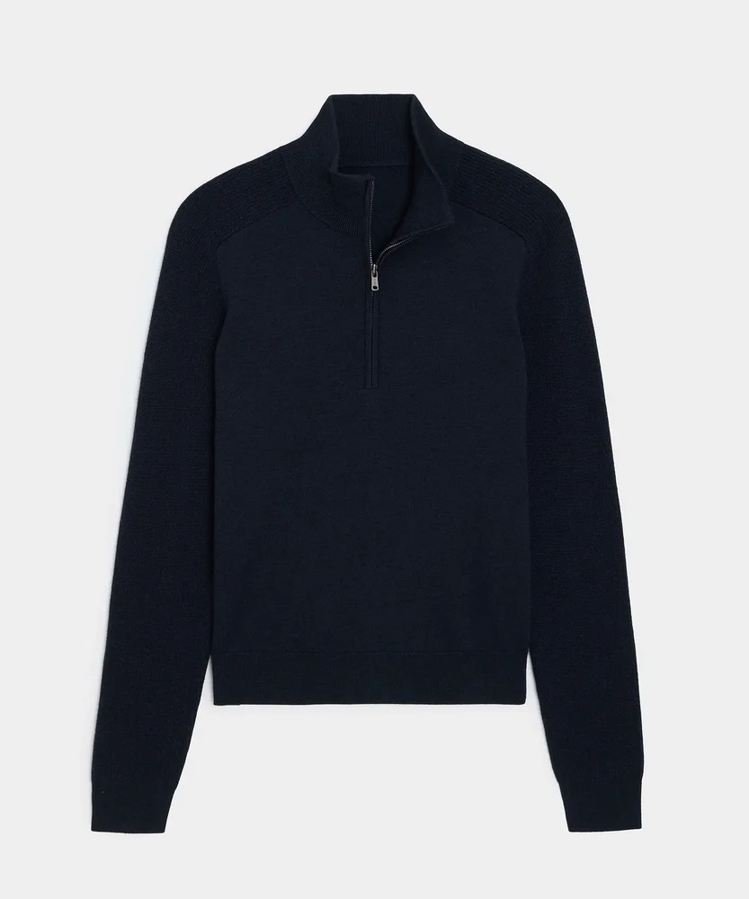 Merino Quarter-Zip Sweater in Navy