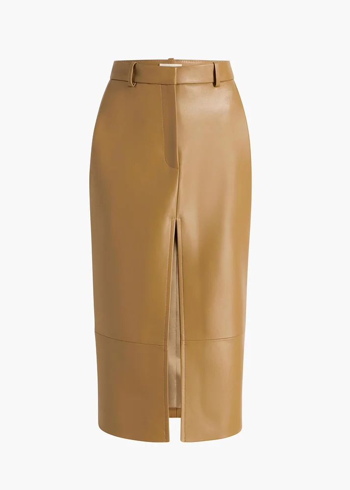 Pleated suede skirt