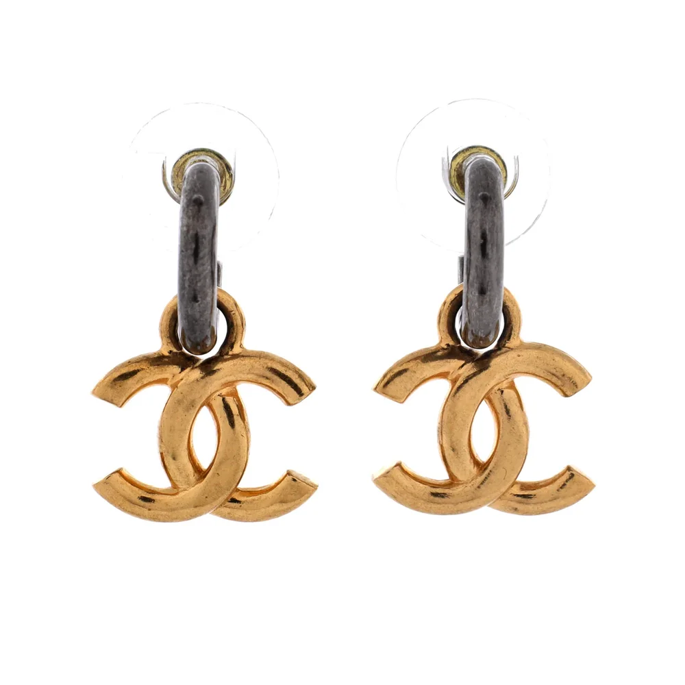 Pre-Owned CC Hoop Dangle Earrings Metal