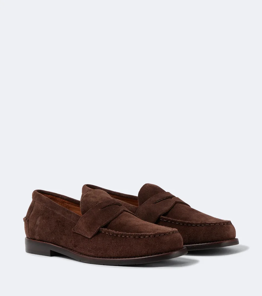 Logo suede loafers