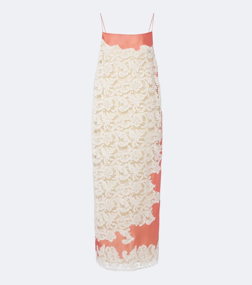 Nevis lace-trimmed voile slip dress