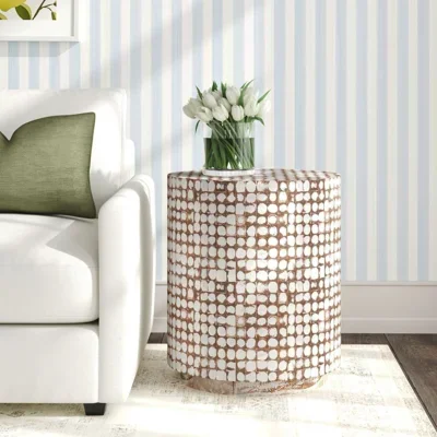 Abbie Coconut Shell Drum End Table