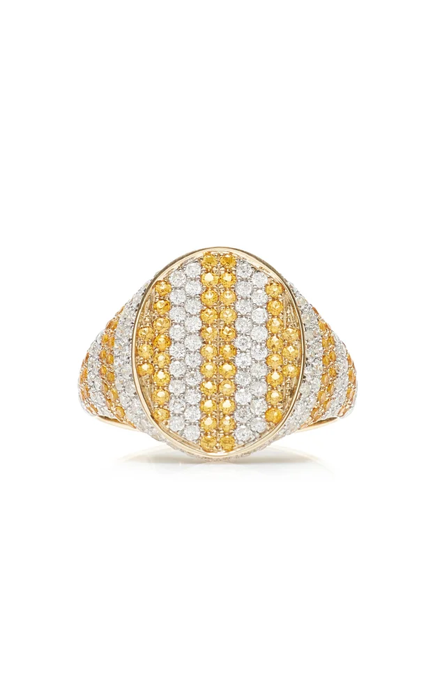 Exclusive Riviera 9K Yellow Gold Citrine, Diamond Signet Ring