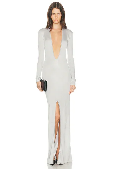 Monrow Plunge Knit Gown