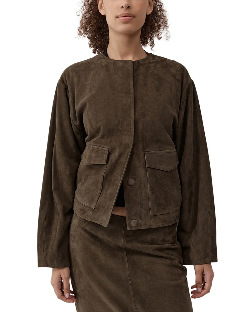 Suede Utility Cocoon Jacket