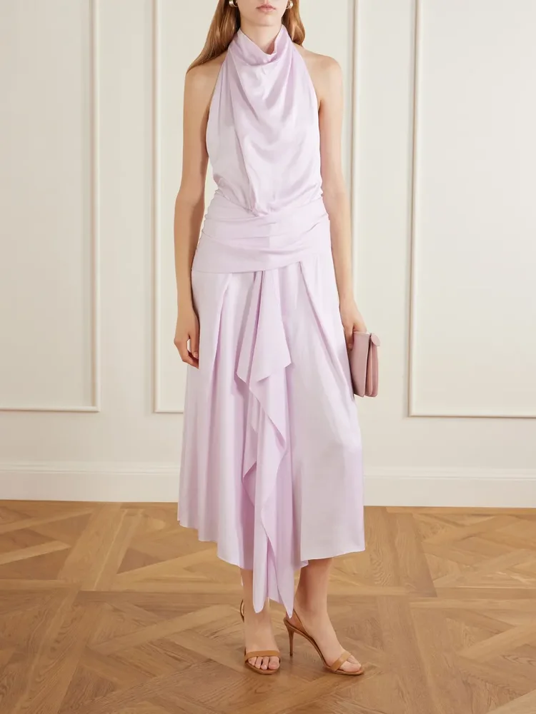 The Marin satin halterneck midi dress