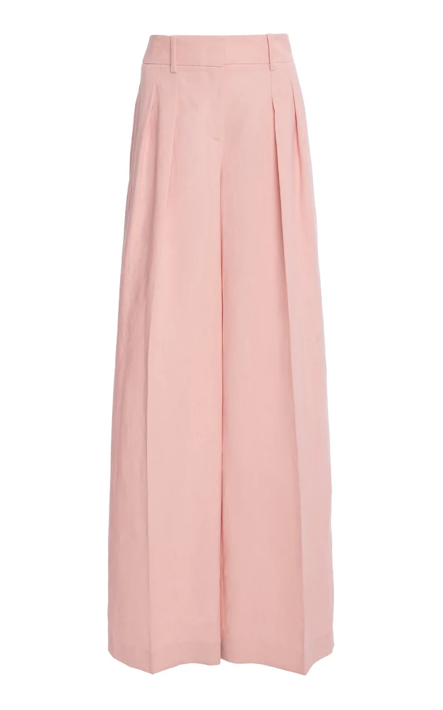Pleated Sand washed Linen Suiting Wide-Leg Pants