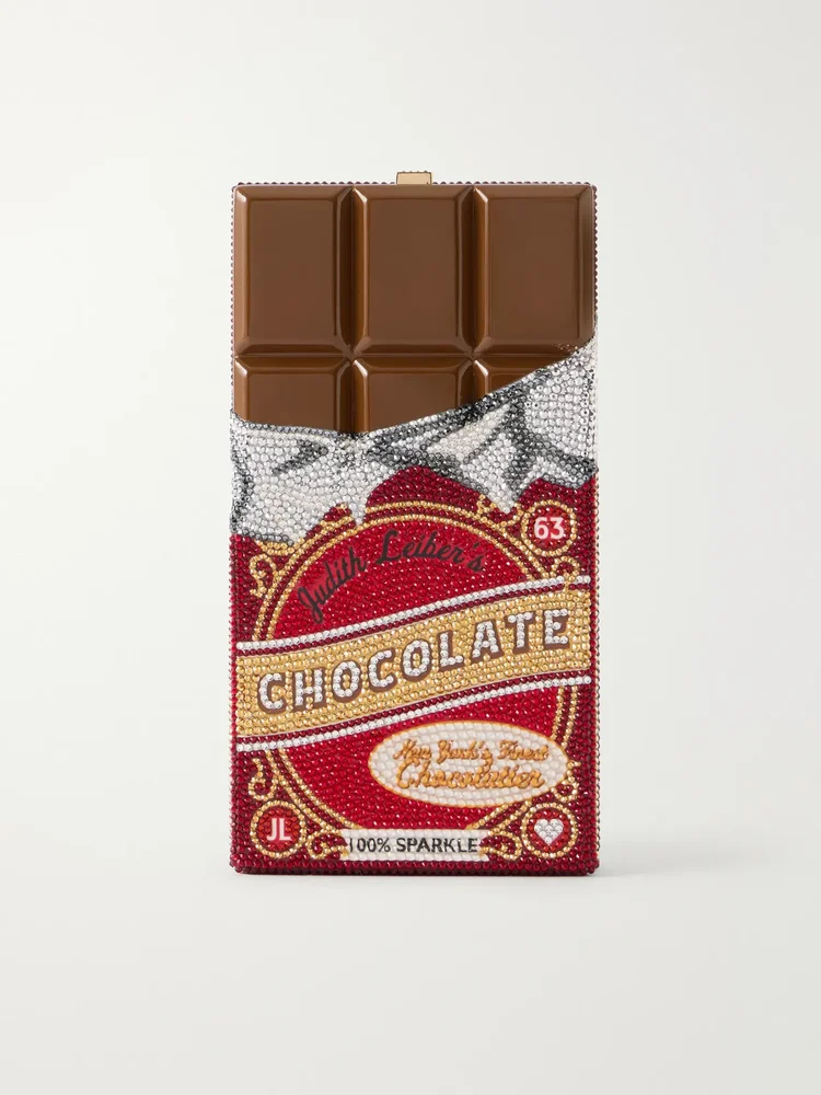 Milk Chocolate crystal-embellished clutch