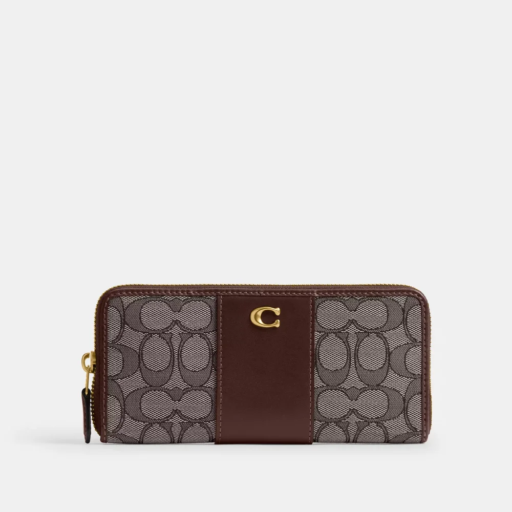Essential Slim Accordion Zip Wallet In Signature Jacquard
