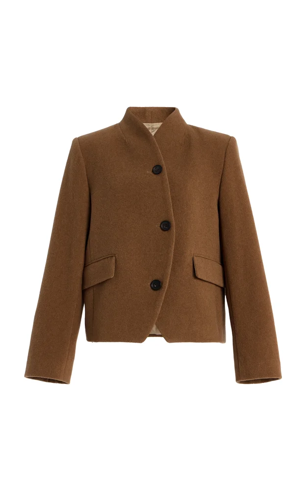 Short Curved Wool-Blend Jacket