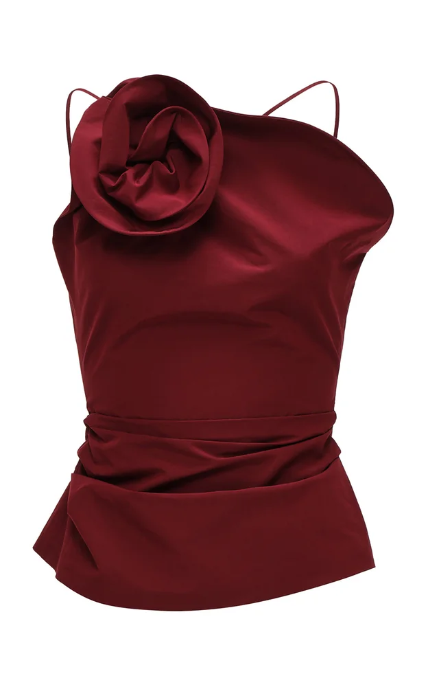 Rosette-Detailed Cotton-Silk Tank Top