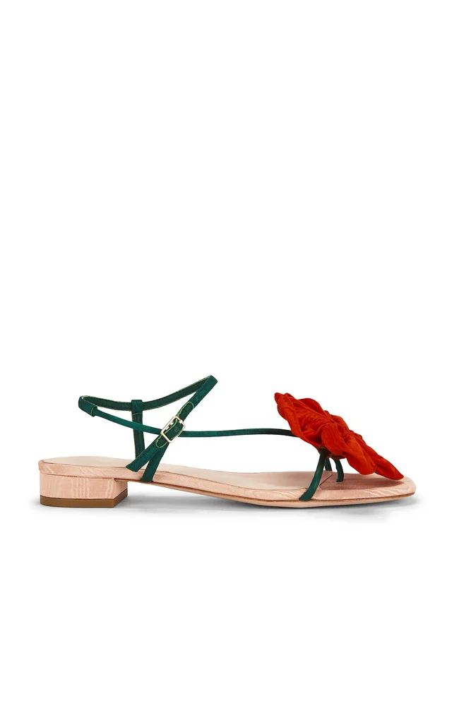 Genevieve Flower Applique Flat Sandal