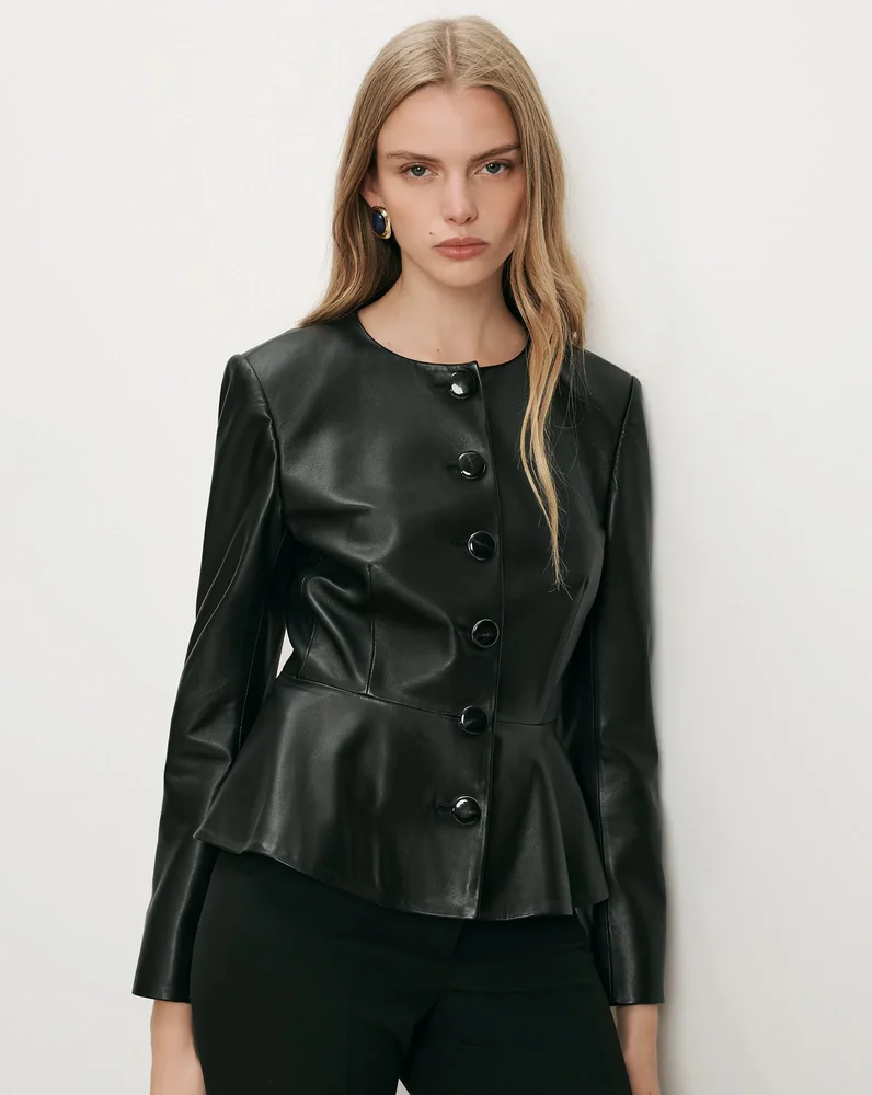 Quinn Leather Peplum Jacket