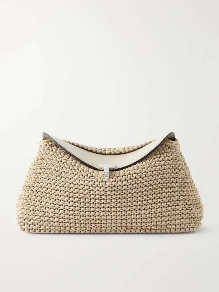 T-lock woven leather clutch