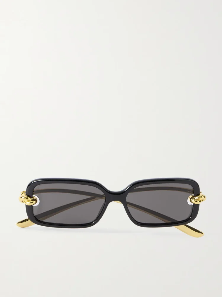 Knot rectangular-frame acetate and gold-tone sunglasses