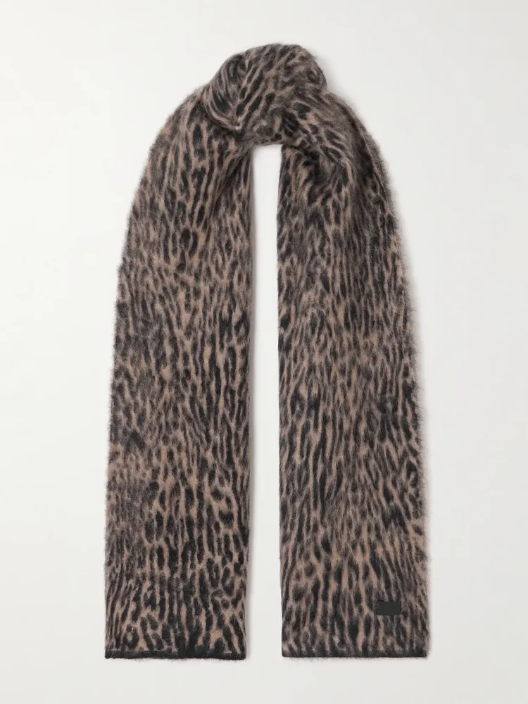 leopard print mohair blend scarf
