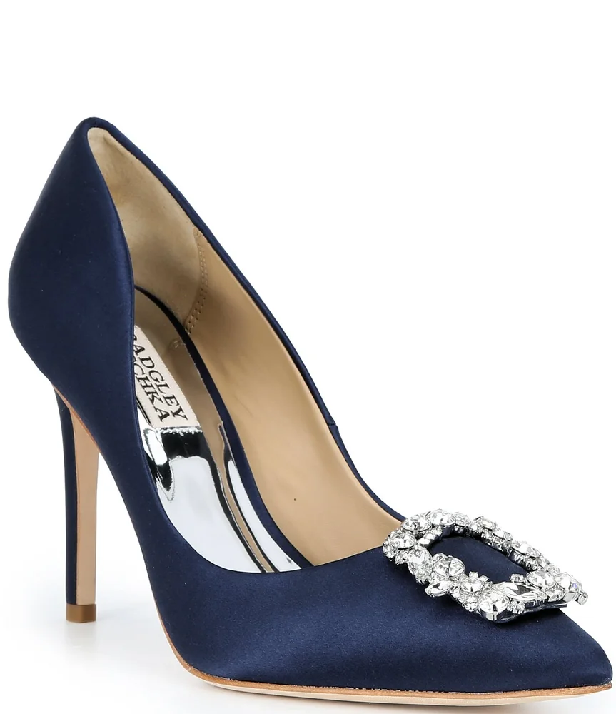 Cher Satin Jewel Brooch Ornamented Stiletto Pumps