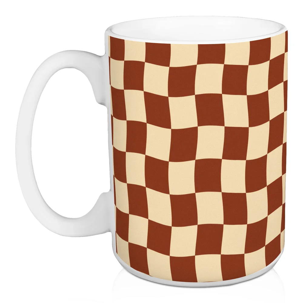 Brown Wavy Check Pattern Coffee Mug