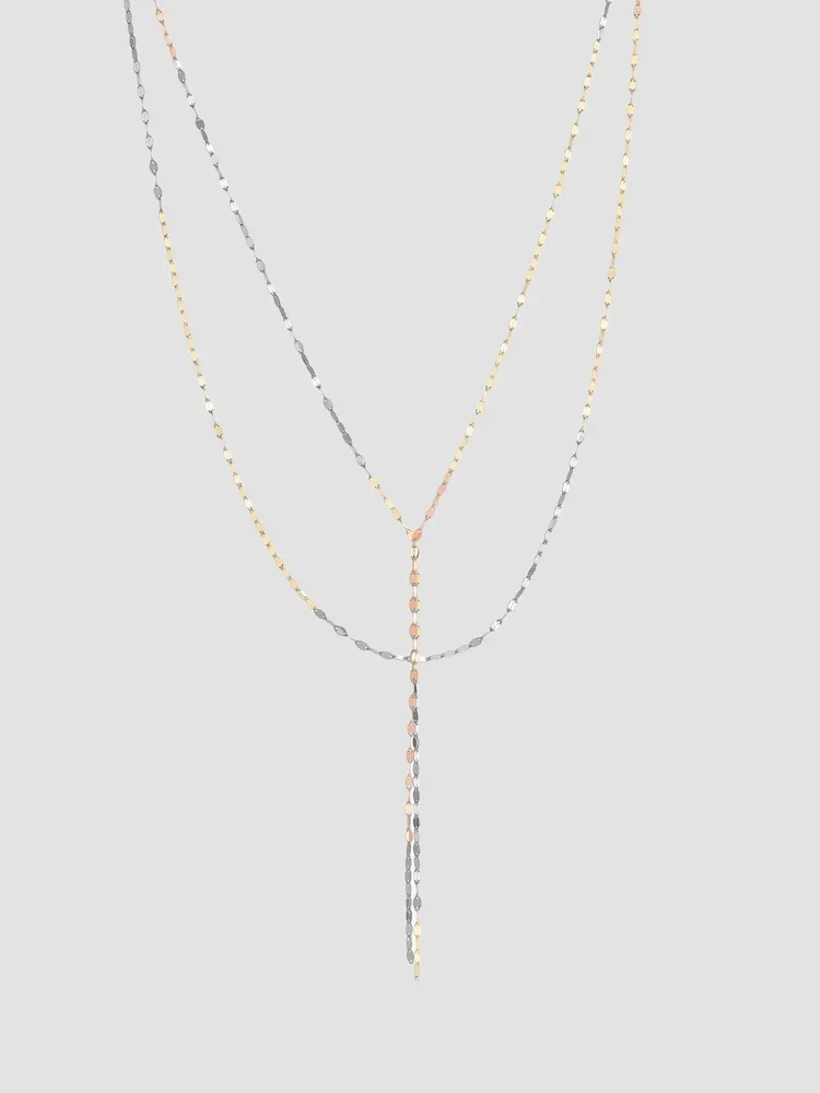 Blake Tri-Tone 14K Gold Double-Strand Lariat Chain Necklace