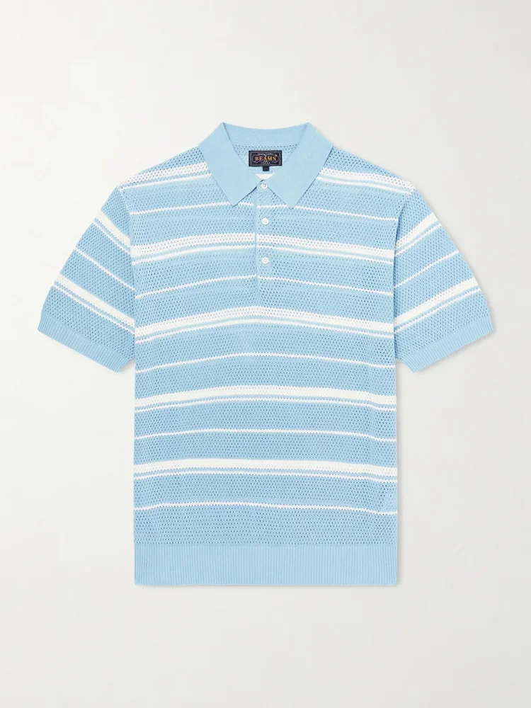 Striped Knitted Cotton Polo Shirt