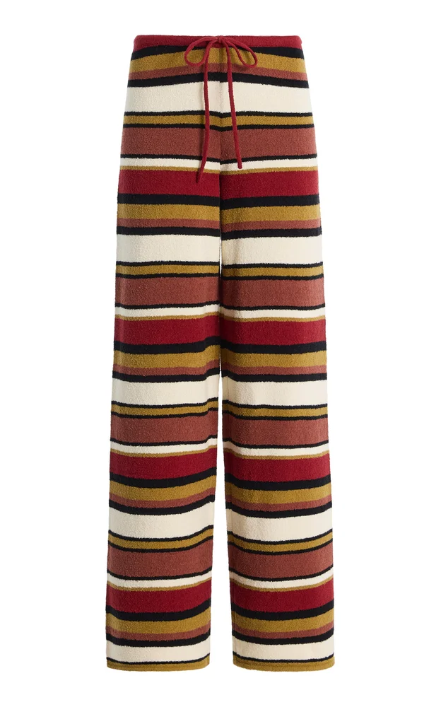 Striped Cotton-Linen Knit Pants