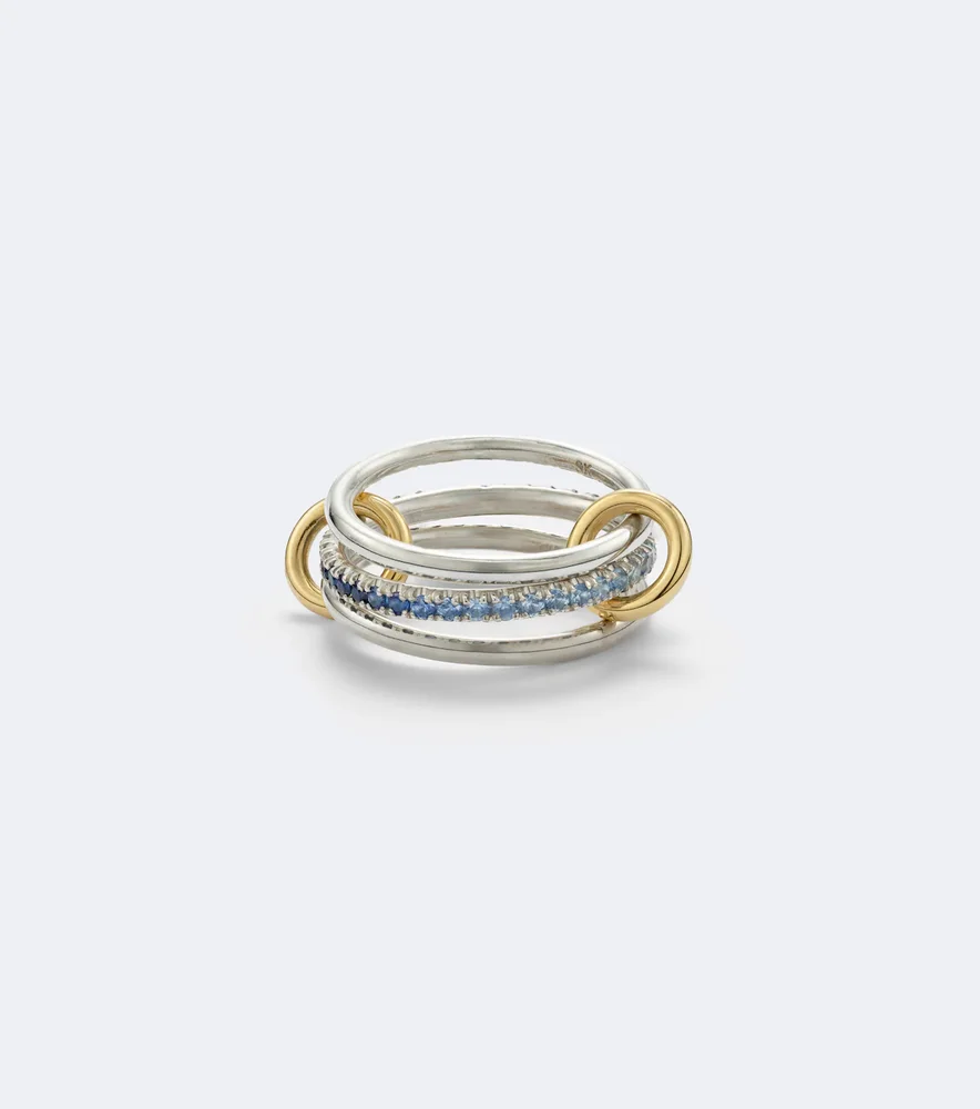 Tigris sterling silver and 18kt gold ring with sapphires