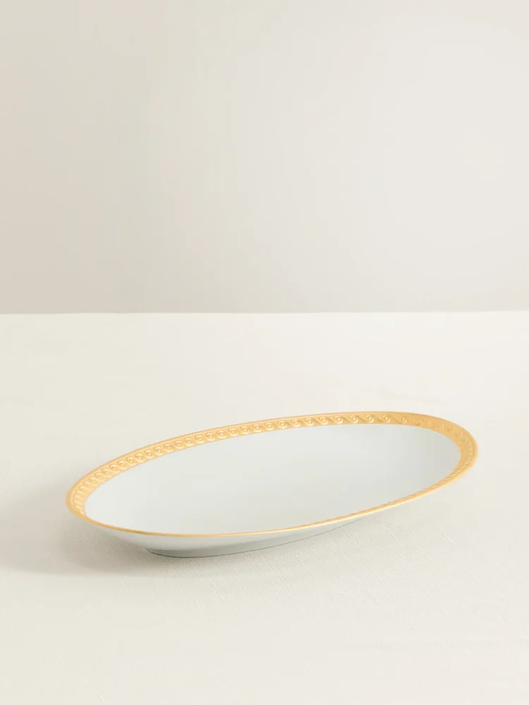 Neptune small gold-plated porcelain platter
