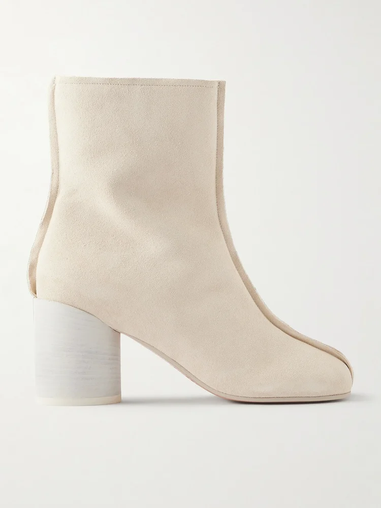 Suede split-toe ankle boots