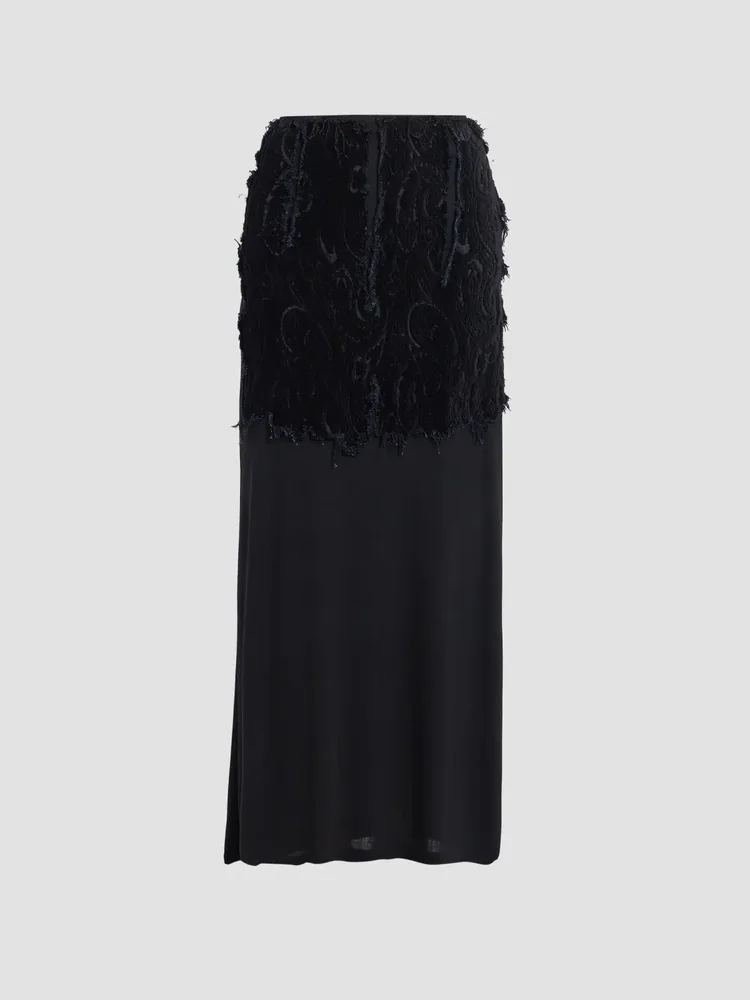 Textured Paisley Maxi Skirt