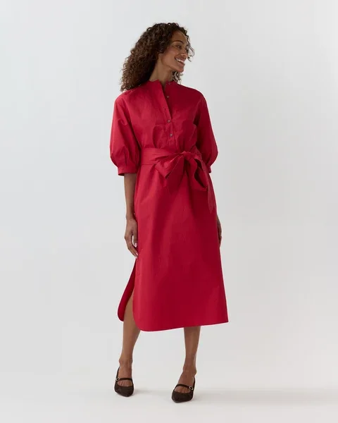 Ann Mashburn Tessa Dress Red Poplin