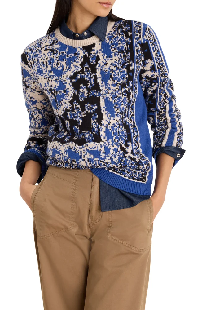 Bandana Jacquard Crewneck Sweater